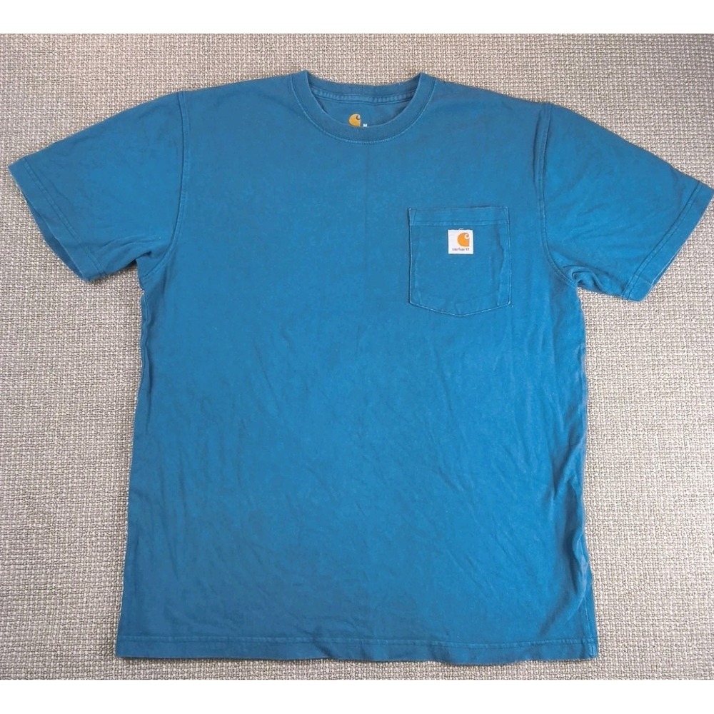 Carhartt K87 Mens Light Blue Short Sleeve Workwear Pocket T-Shirt Size Medium